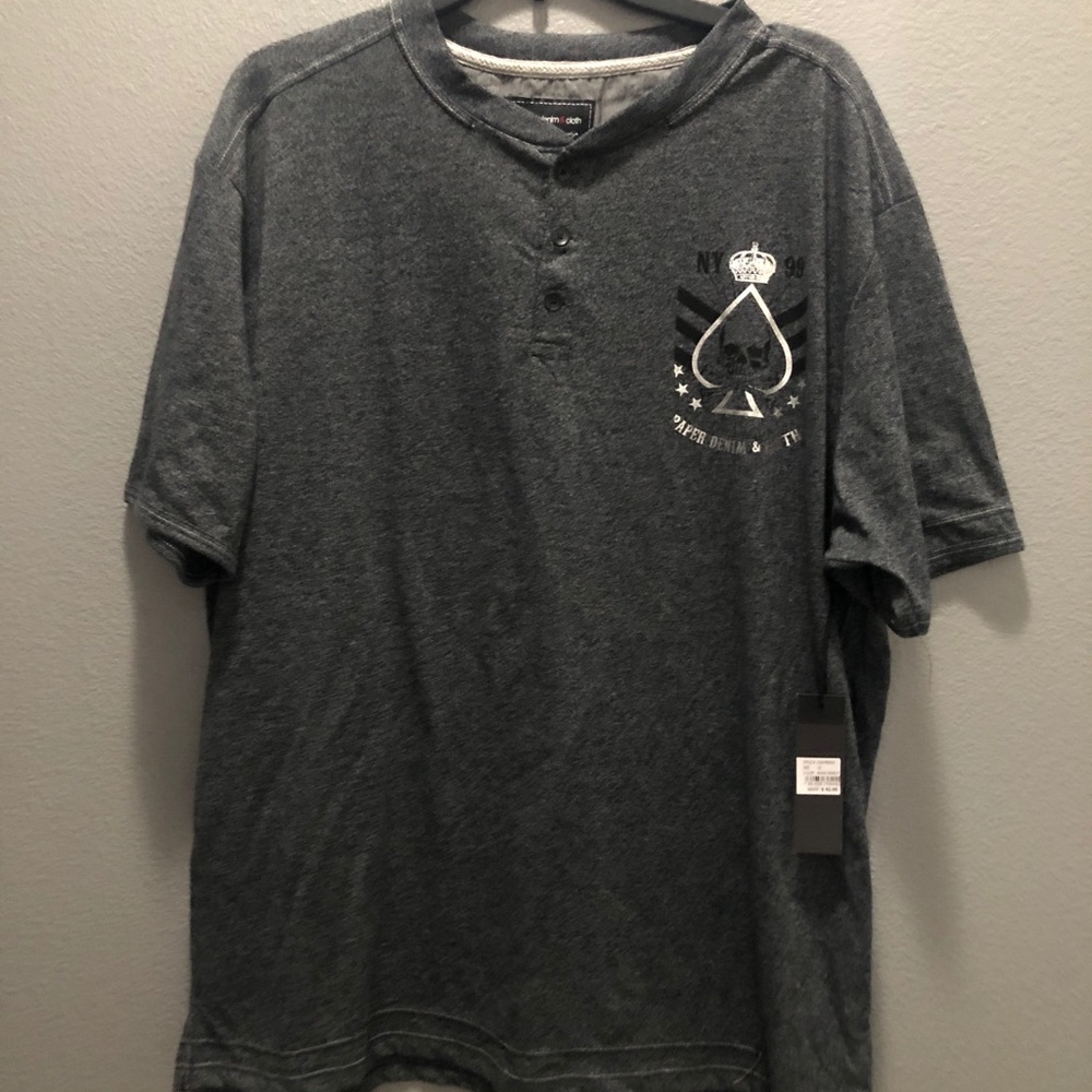 Paper Denim & Cloth Shirt Mens 2X Nice Gray Skull